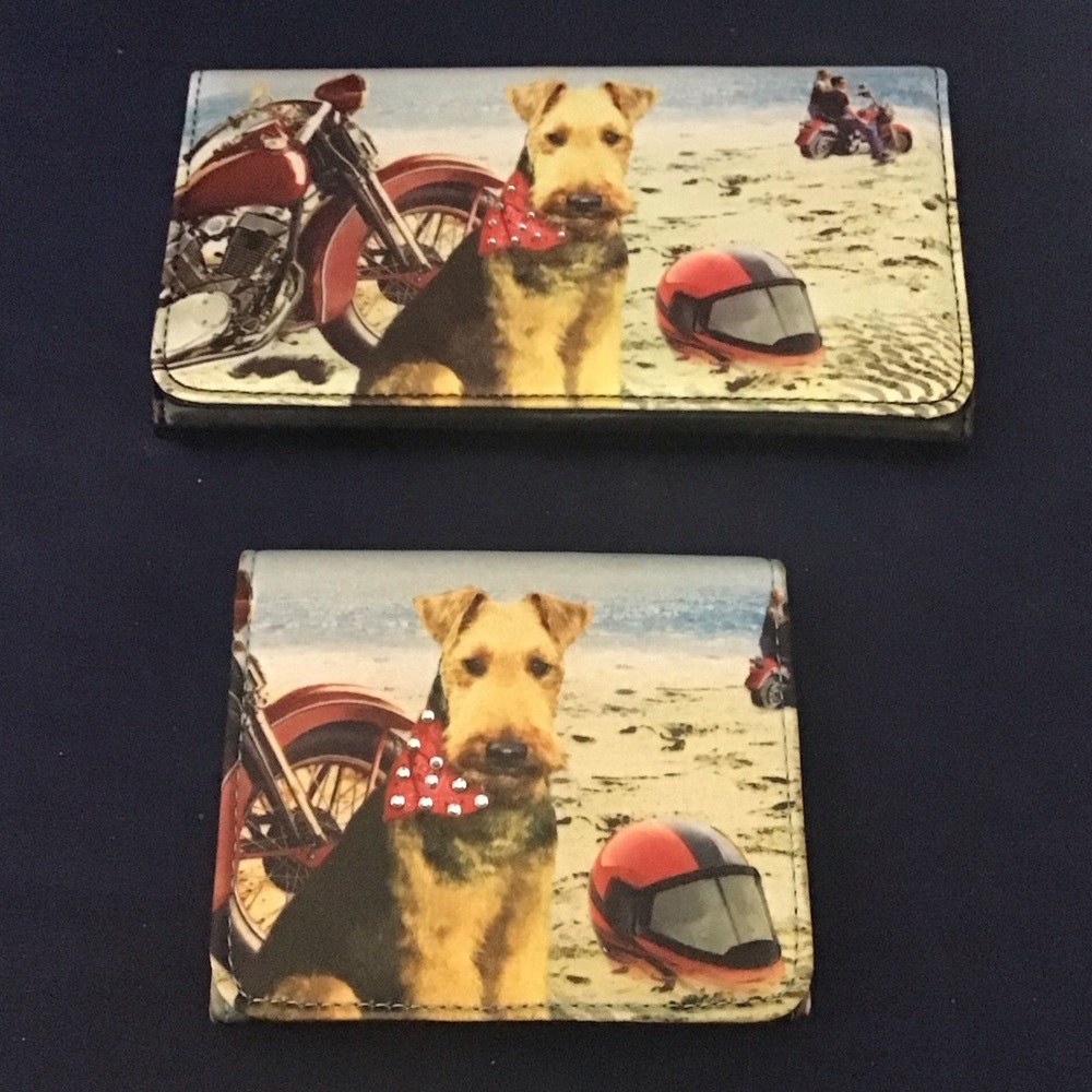 Dog Lovers Wire Fox Terrier “Asta Dog” Bundle of 2 Bifold Wallets Lge & Sm NWT.